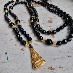 Black agate golden guanyin luksus boheme mala