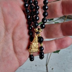 Black agate golden guanyin luksus boheme mala