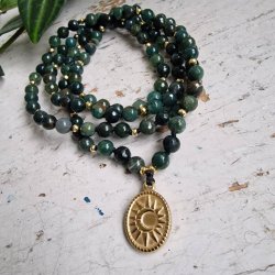 Moss agate sol og mne luksus boheme mala