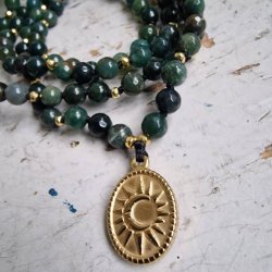 Moss agate sol og mne luksus boheme mala