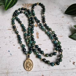 Moss agate sol og mne luksus boheme mala
