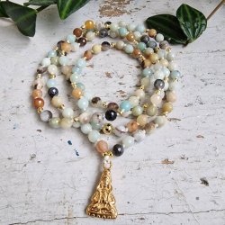 Amazonite facet guanyin luksus boheme mala