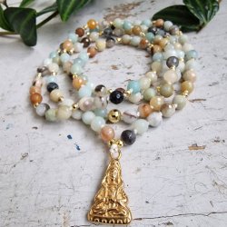 Amazonite facet guanyin luksus boheme mala