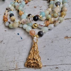 Amazonite facet guanyin luksus boheme mala