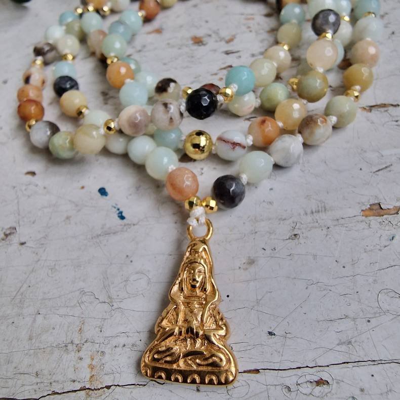 Amazonite facet guanyin luksus boheme mala