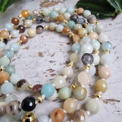 Amazonite facet guanyin luksus boheme mala