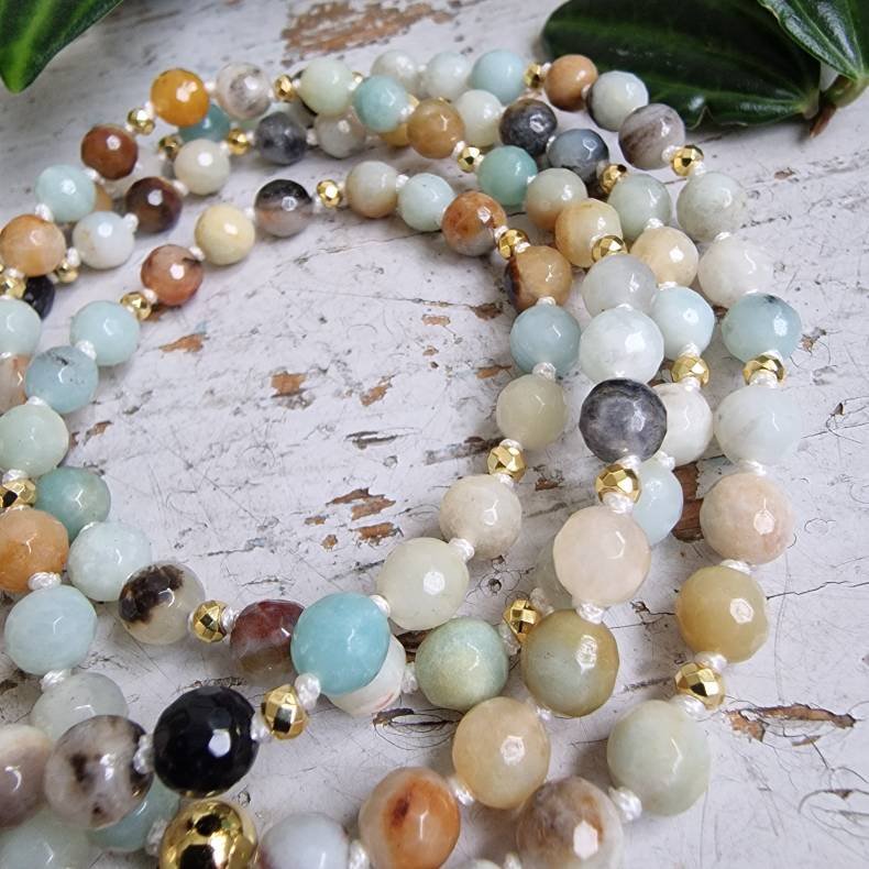 Amazonite facet guanyin luksus boheme mala