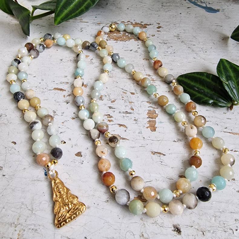 Amazonite facet guanyin luksus boheme mala
