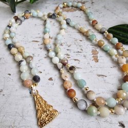 Amazonite facet guanyin luksus boheme mala