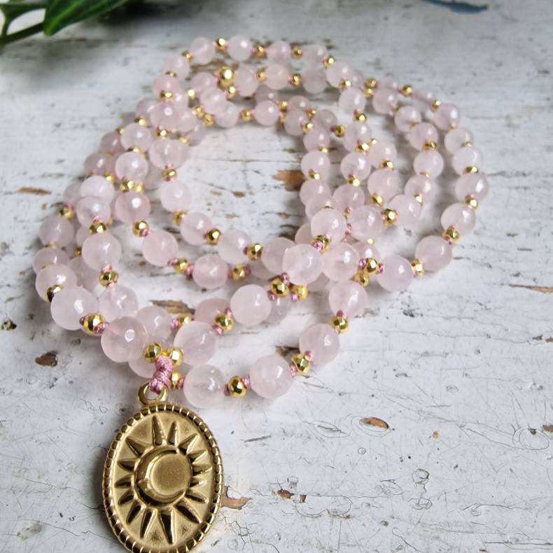 Rosaquartz sol og mne luksus boheme mala