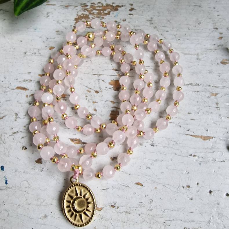 Rosaquartz sol og mne luksus boheme mala