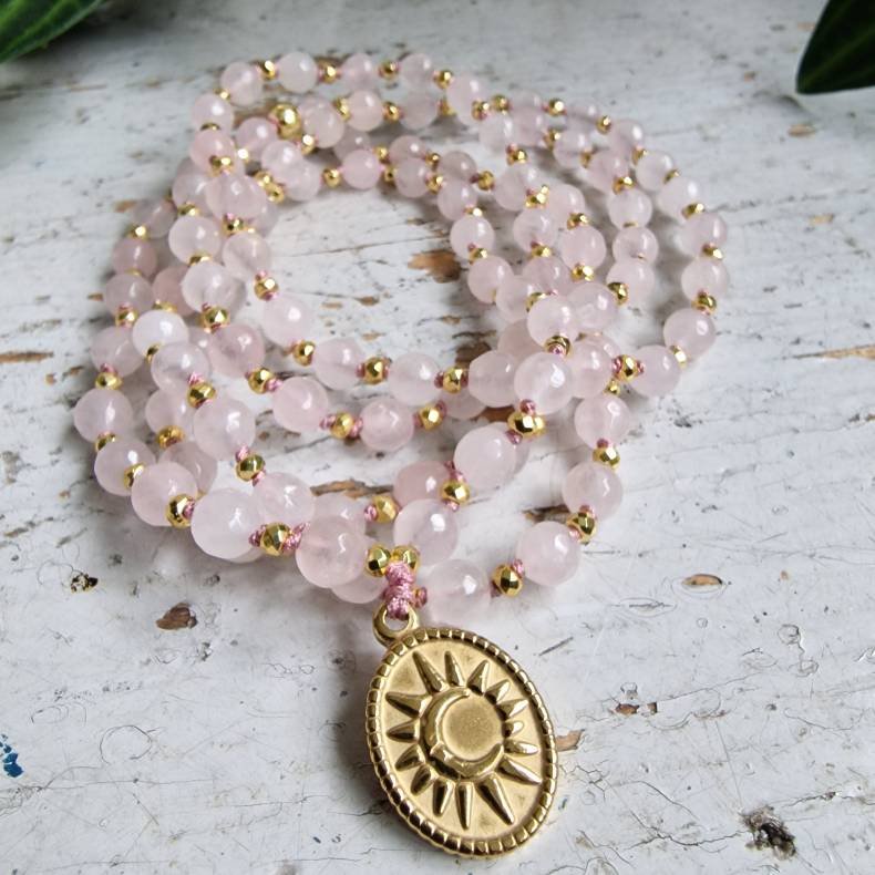 Rosaquartz sol og mne luksus boheme mala
