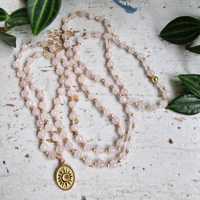 Rosaquartz sol og mne luksus boheme mala