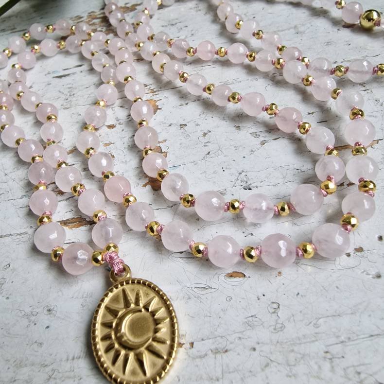 Rosaquartz sol og mne luksus boheme mala