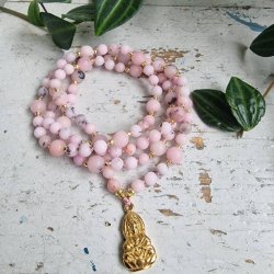 Cherry jaspis blossom guanyin i lotus G luksus boheme mala