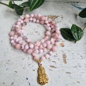 Cherry jaspis blossom guanyin i lotus G luksus boheme mala