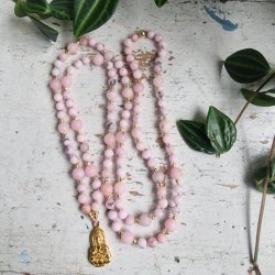 Cherry jaspis blossom guanyin i lotus G luksus boheme mala