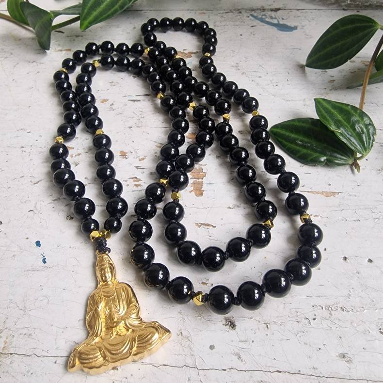 Black agate Buddha G Luksus Boheme Mala