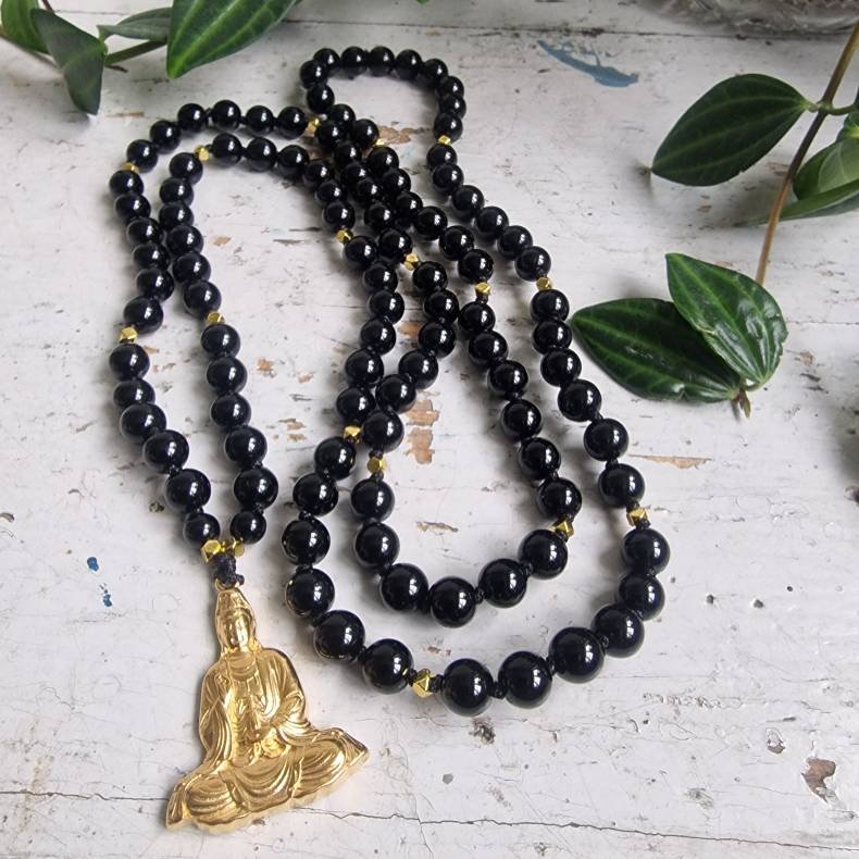 Black agate Buddha G Luksus Boheme Mala