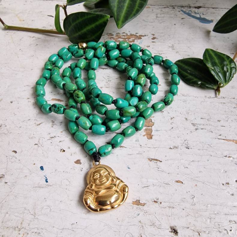 Chrysocolla happy Buddha luksus boheme mala