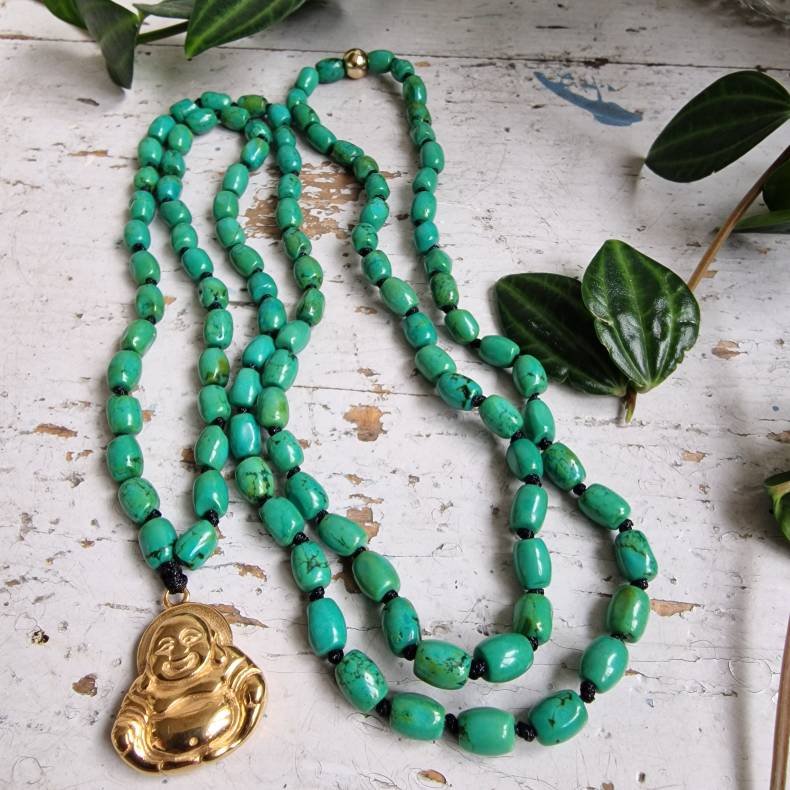 Chrysocolla happy Buddha luksus boheme mala