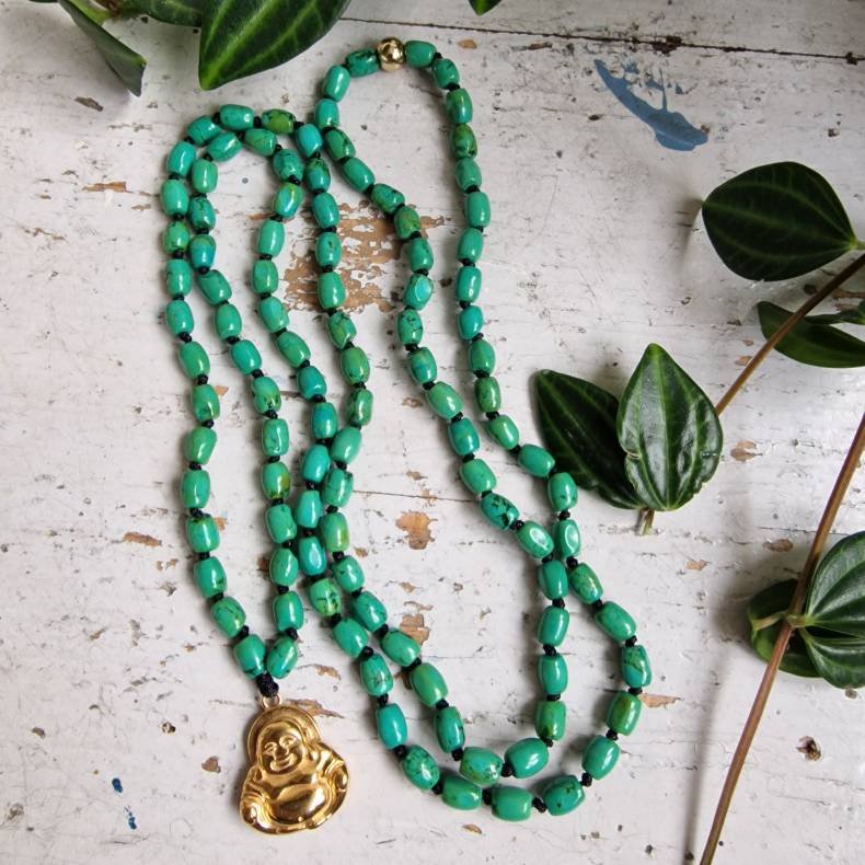Chrysocolla happy Buddha luksus boheme mala