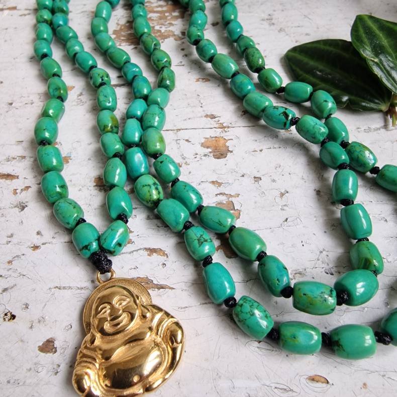 Chrysocolla happy Buddha luksus boheme mala