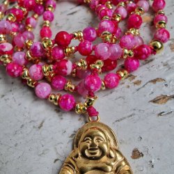 Pink agate Buddha Luksus Boheme Mala