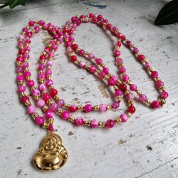 Pink agate Buddha Luksus Boheme Mala