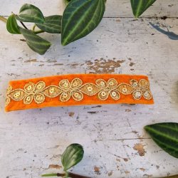 Orange velour hrpynt med 10 cm spnde No. 112