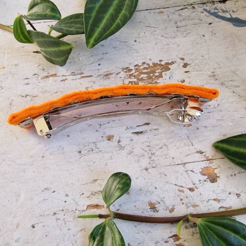 Orange velour hrpynt med 10 cm spnde No. 112