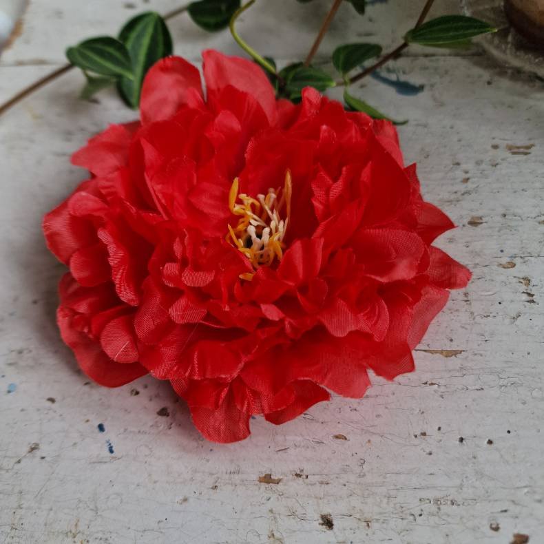 Rd pon blomster pynt S