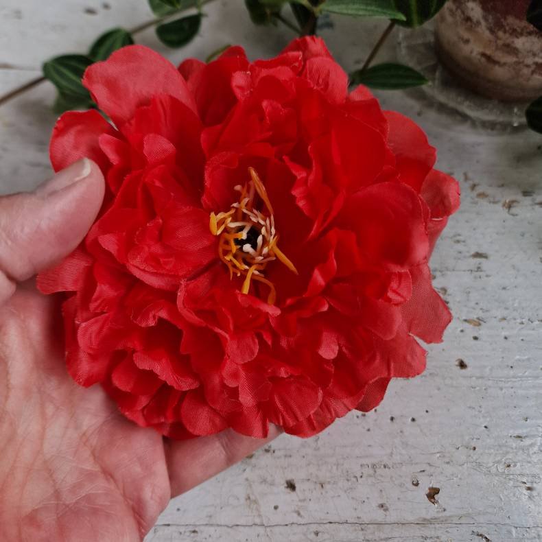 Rd pon blomster pynt S