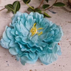 Blgrn pon blomster pynt S