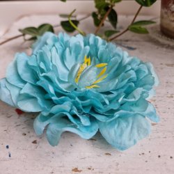 Blgrn pon blomster pynt S