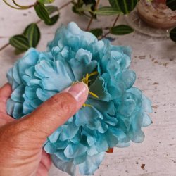 Blgrn pon blomster pynt S