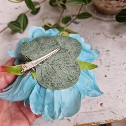 Blgrn pon blomster pynt S