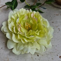 Gul/lime pon blomster pynt S