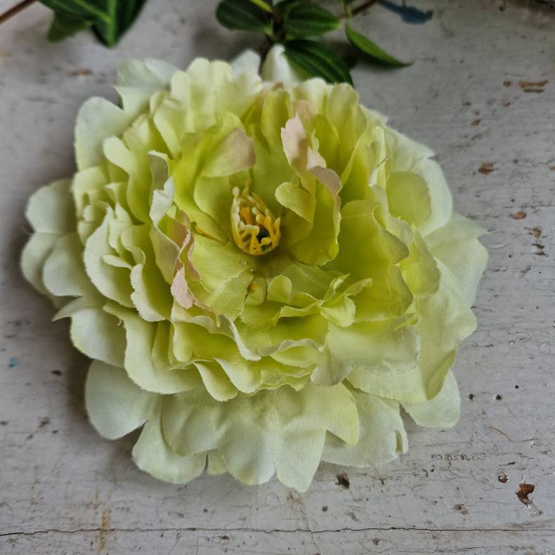 Gul/lime pon blomster pynt S