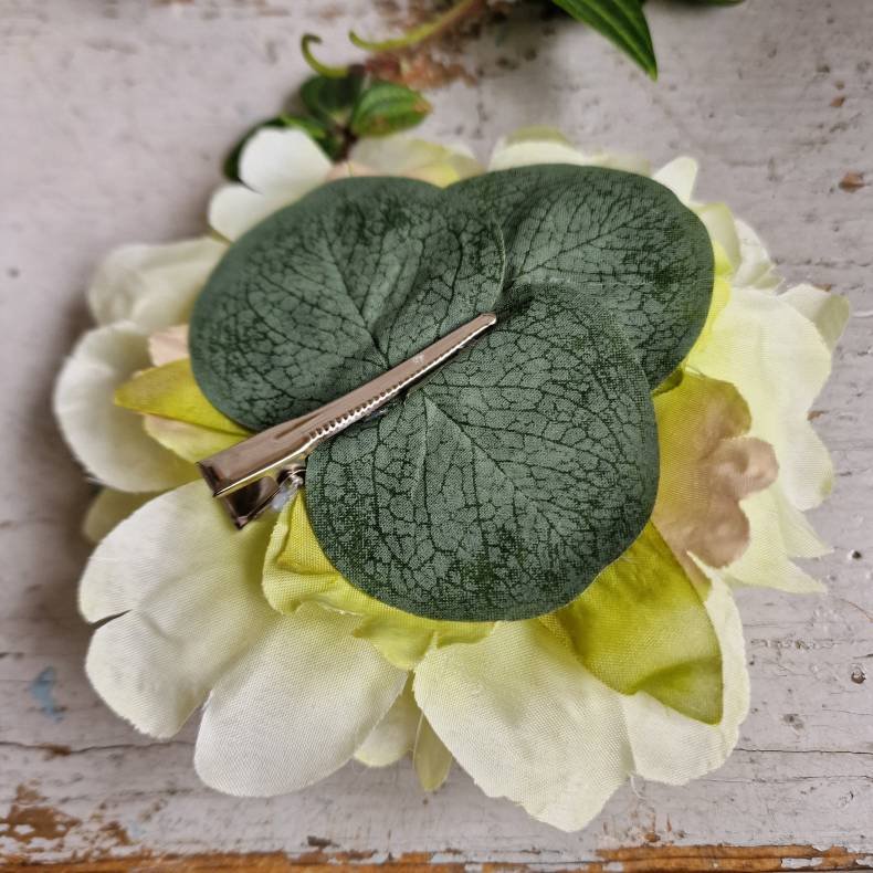 Gul/lime pon blomster pynt S