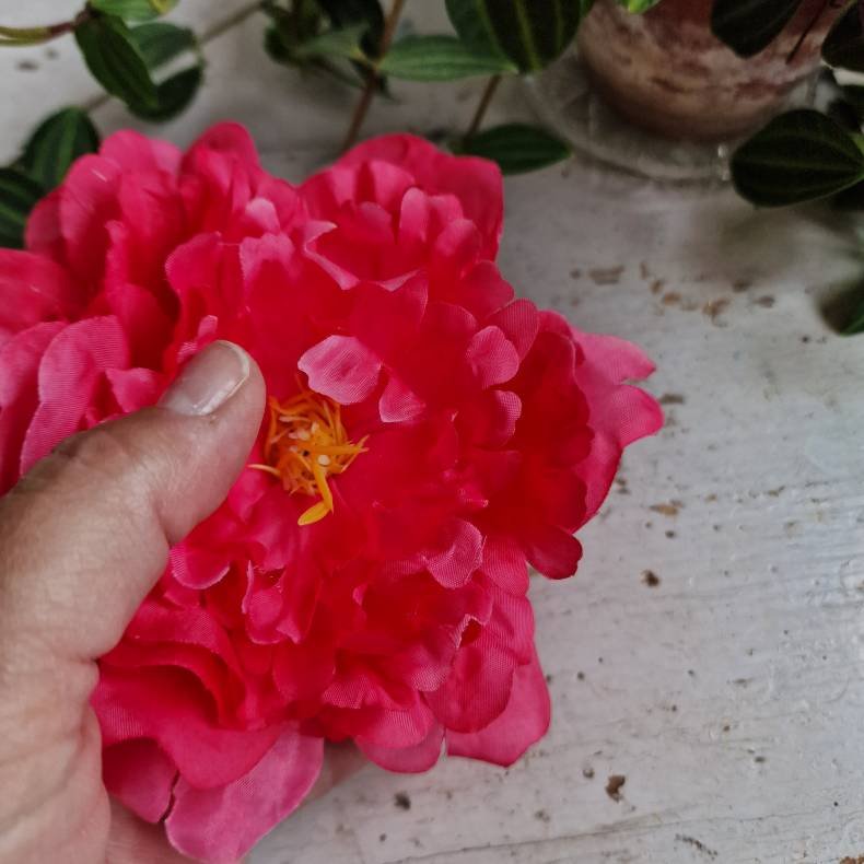 Pink pon blomster pynt S