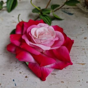 Rd/lyserd rose blomster pynt S