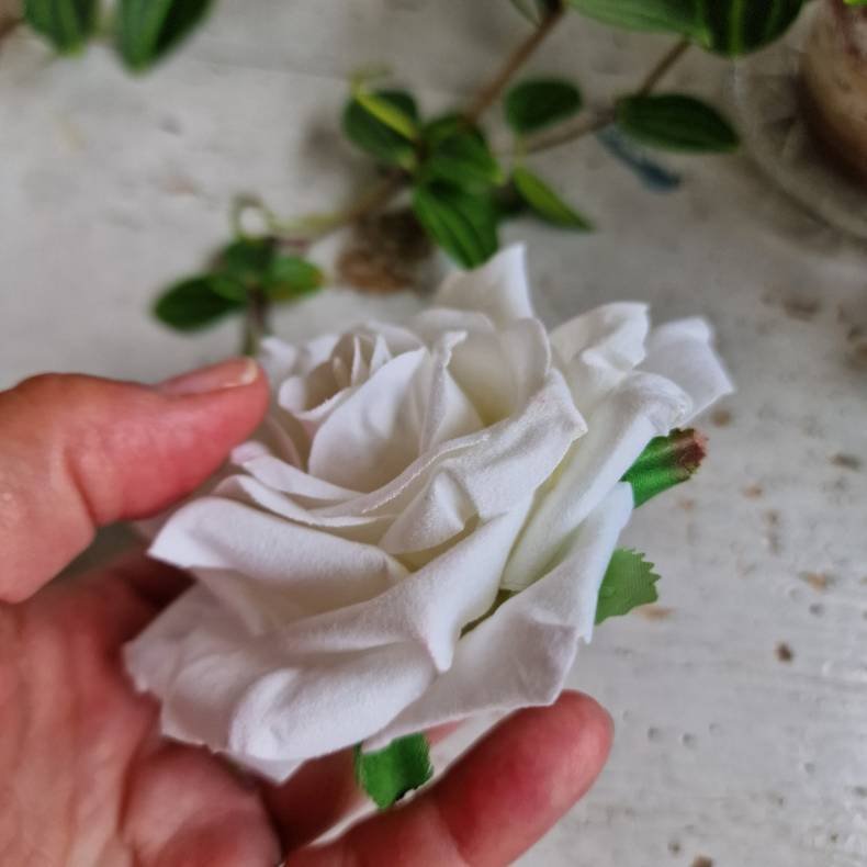 Hvid rose blomster pynt S