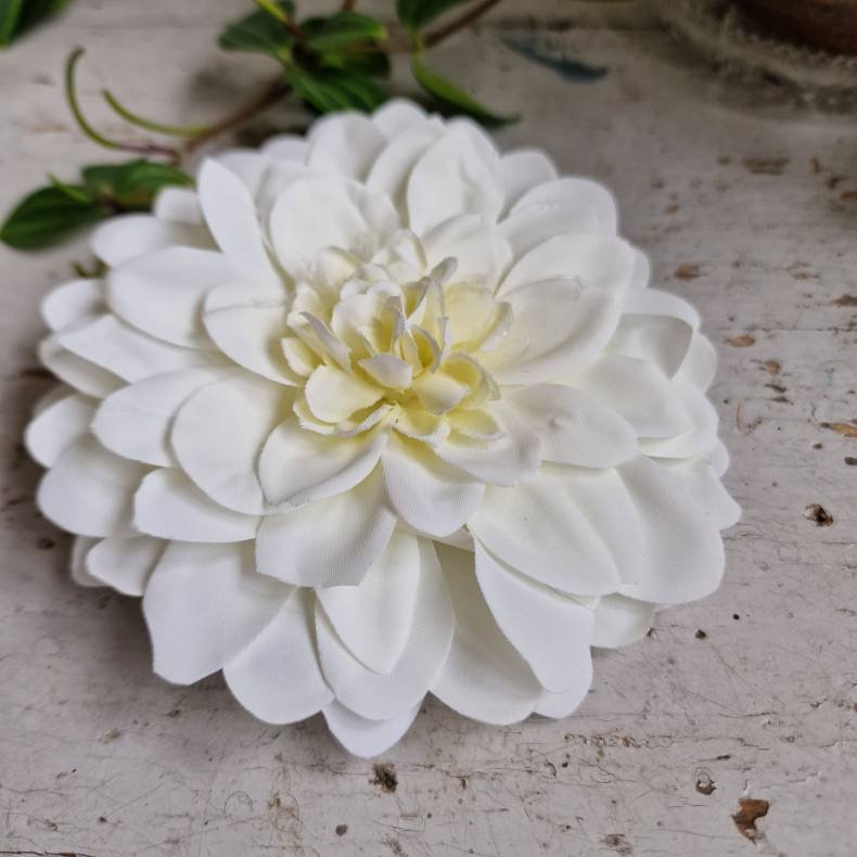 Hvid georgine flad blomster pynt S