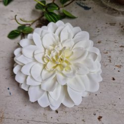 Hvid georgine flad blomster pynt S
