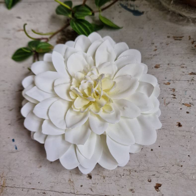 Hvid georgine flad blomster pynt S