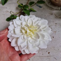 Hvid georgine flad blomster pynt S