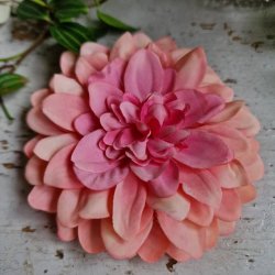 Fersken/pink flad georgine blomster pynt S