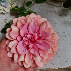 Fersken/pink flad georgine blomster pynt S