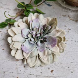 Gr/grn/lilla flad georgine blomster pynt S